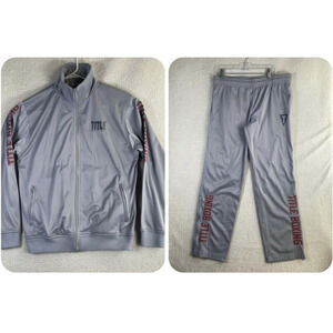 Title Boxing Track Suit Mens Medium Gray Jacket Track Pants Full Ankle Zip